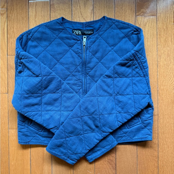 NWOT Zara Navy Quilted Jacket - Picture 4 of 6